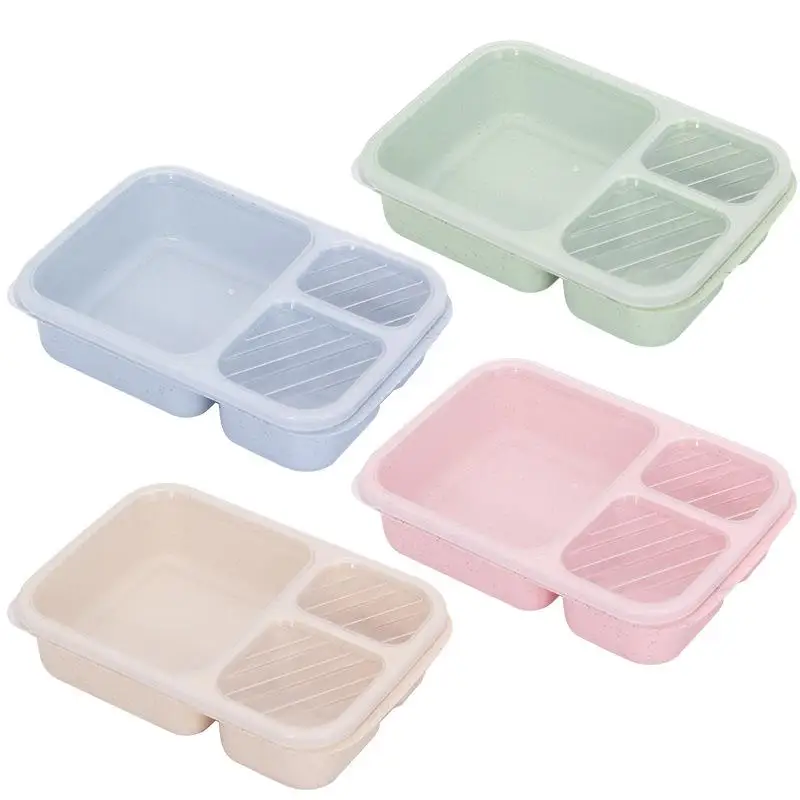 Microwave Lunch Box Wheat Straw Dinnerware Food Storage Container Children Kids School Office Portable Bento Box Lunch Tableware