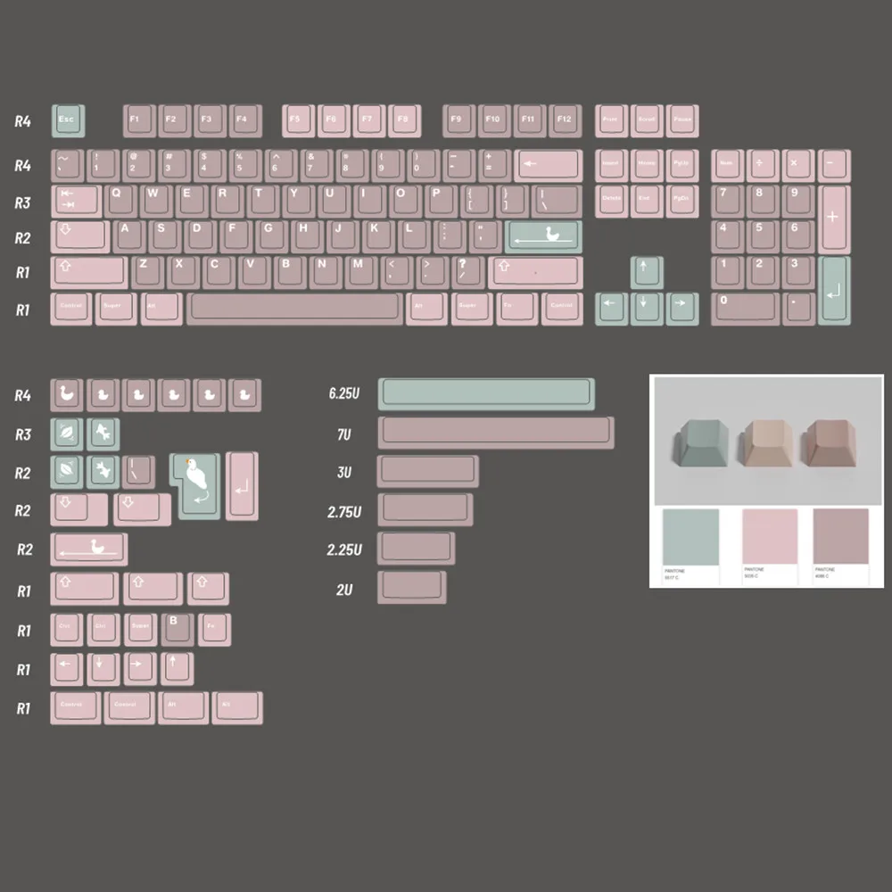 PBT 키캡 하트 워터 오리 체리 프로필 염료 Subbed 원래 디자인 ISO GH60 GK61 GK64 68 75 84 96 980 104 키보드 입력