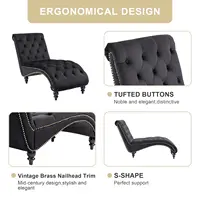 Chaise Lounge Indoor,Velvet Upholstered Lounge Chair Button-Tufted Armless Chair with Pillow, for Bedroom Living, Customized 4