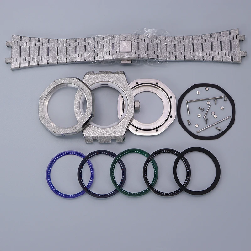 

41mm Watch Case Stainless Steel Strap Parts For Seiko NH35 NH36 Movement 28.5mm Dial Sapphire Crystal Glass With Chapter Ring