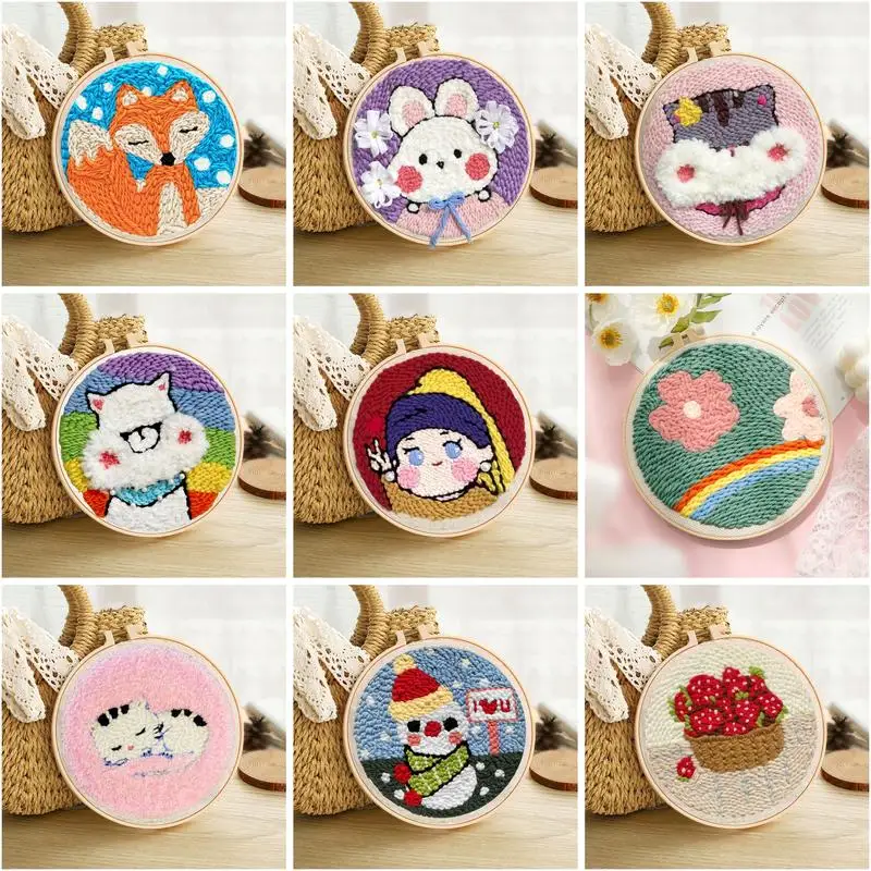 Diy Punch Needle Embroidery Kits Rug For Starter Yarn And Embroidery For Adults Children Gift Home Decor