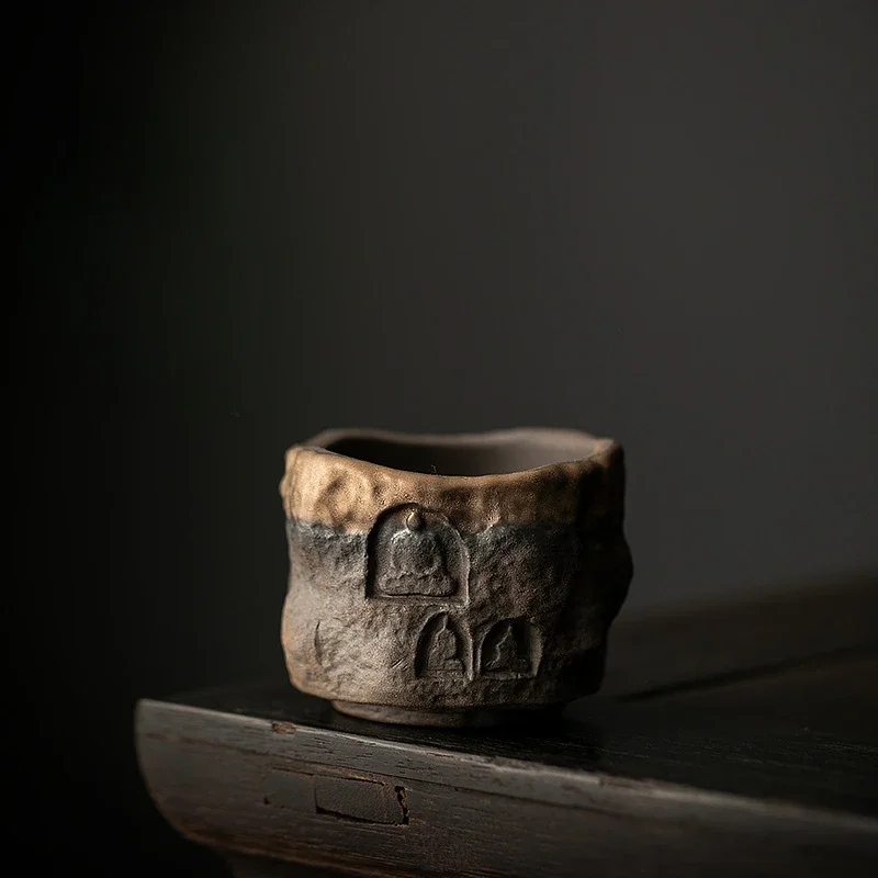 Retro Gold-plated Iron Glaze Dunhuang Cup Tea Cup Master Cup Ancient Early-fired Handmade Ceramics Tea Cup Kung Fu Tea
