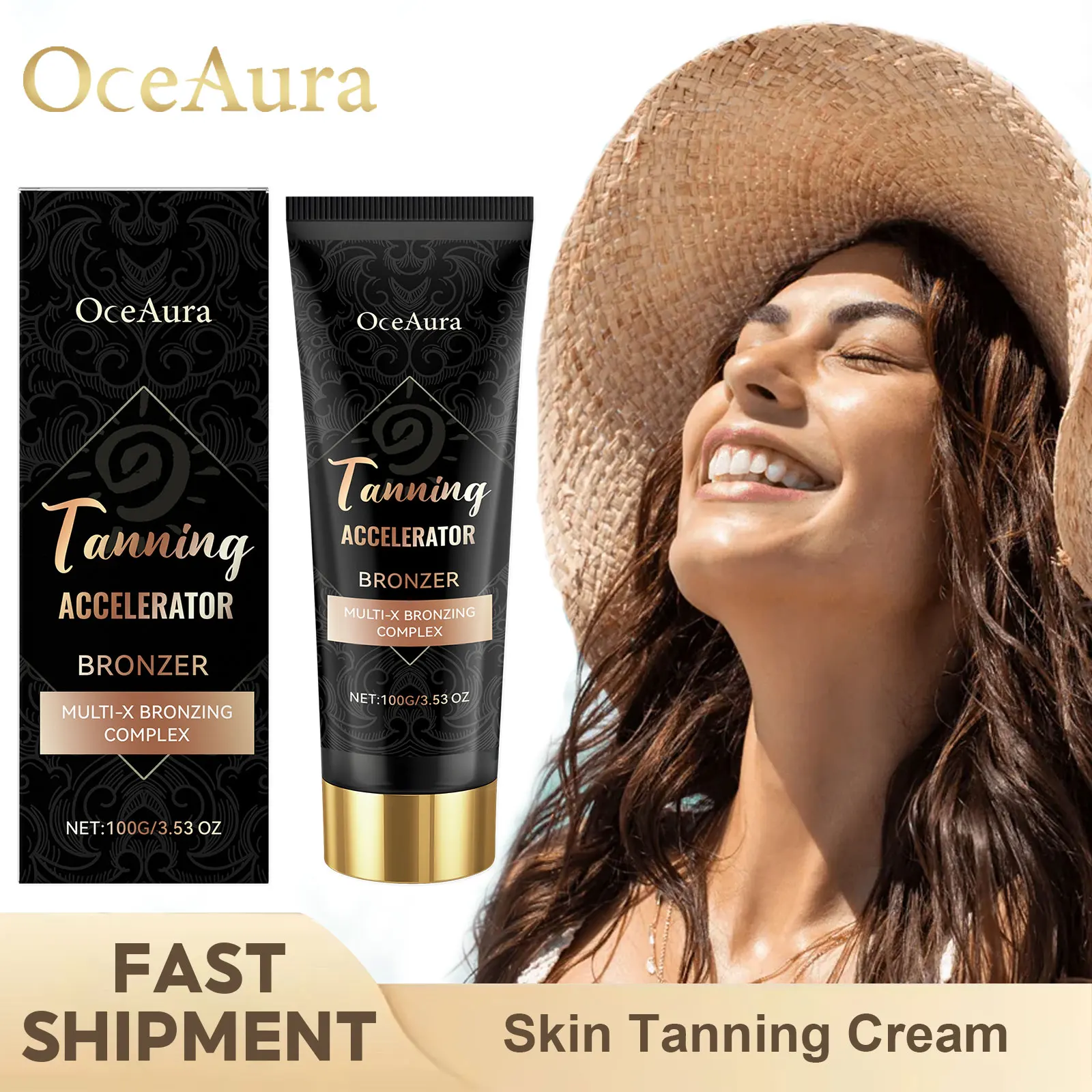 Oceaura Tanning Cream Self Tanning Intensifier Skin Coloring Blackening Enhance Melanin Nourishing Body Bronzer Cream Outdoor