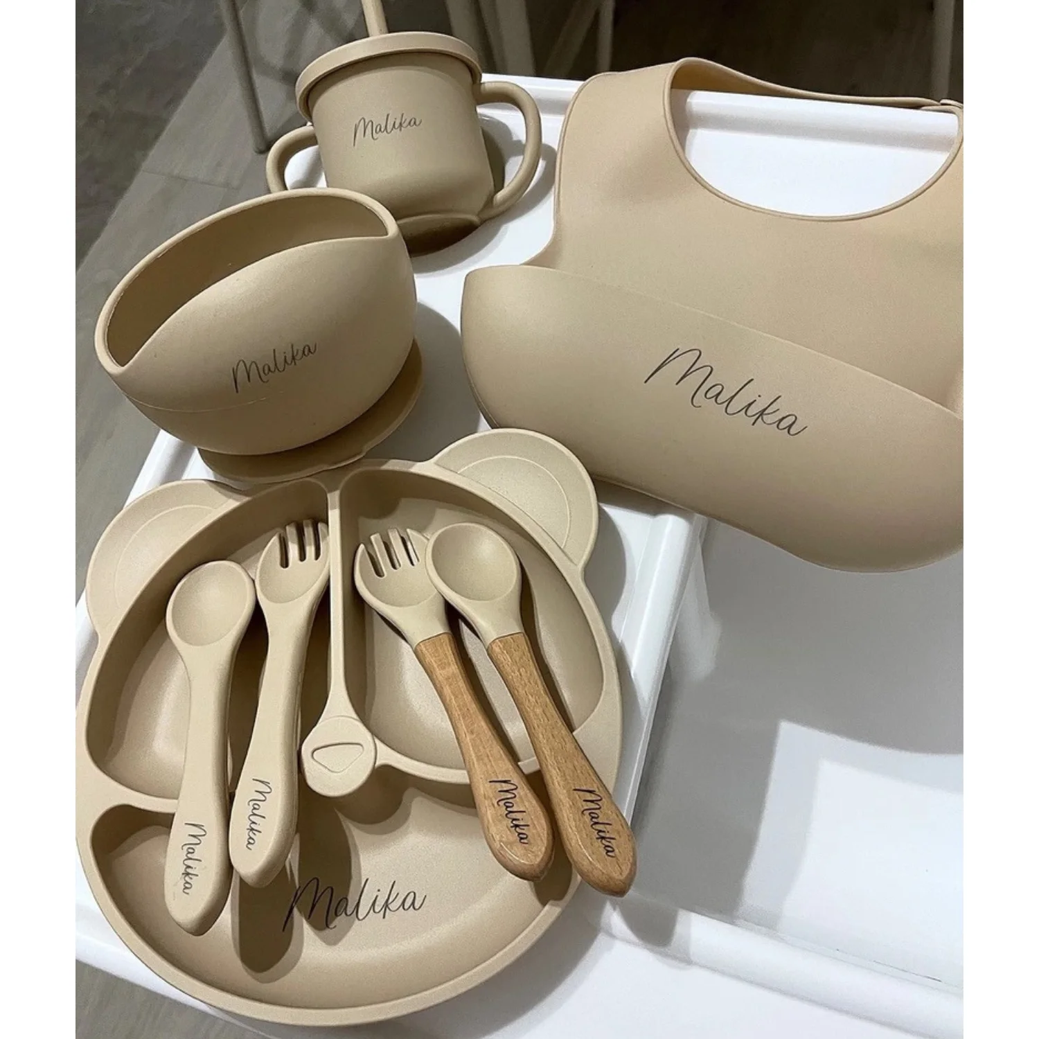 Name Baby Silicone Dish Feeding Set Suction Cup Engrave Personalize Bowl Divided Plate Kid Cute Eating Tableware silicone dining plate,silicone meal set,silicone feeding set,baby tableware set,silicone feeding bowl