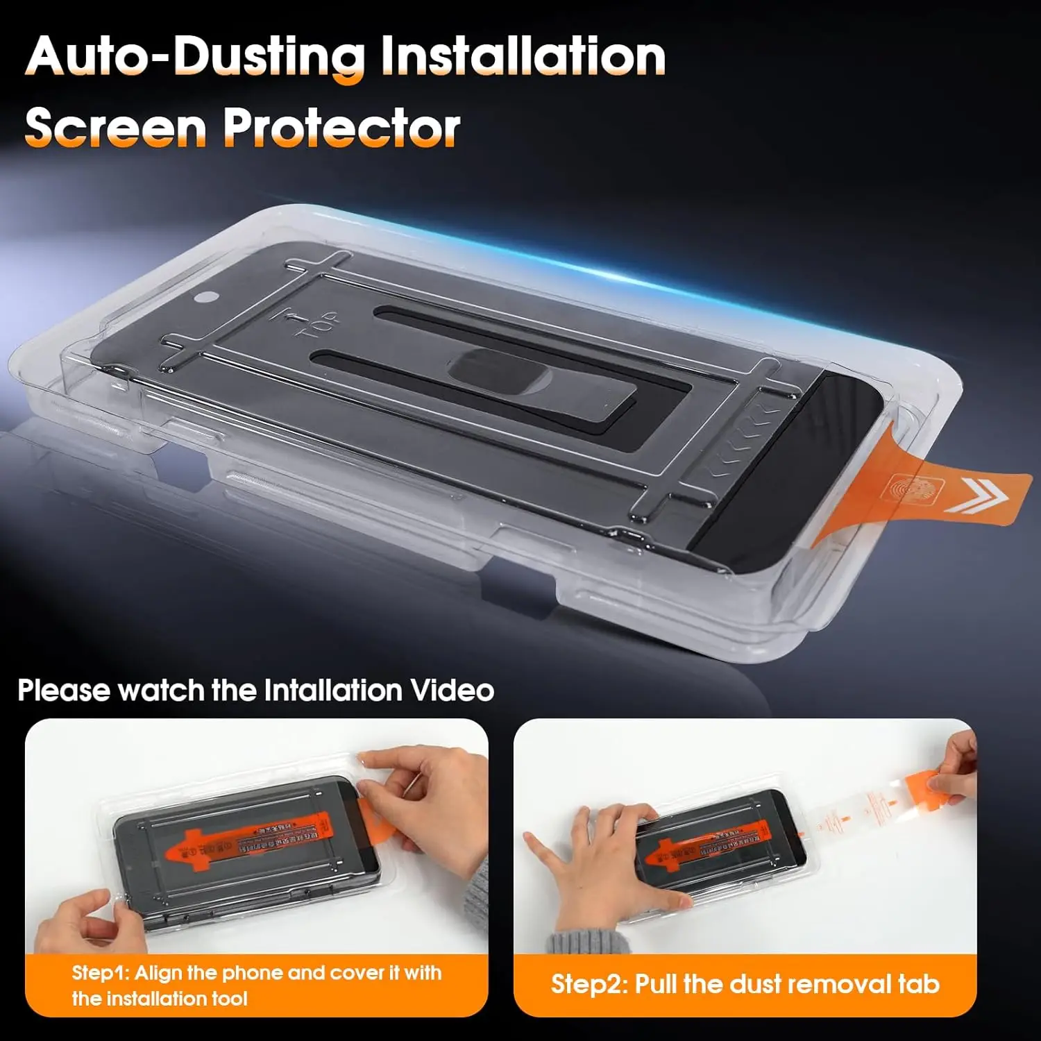 2 Pack Tempered Glass Screen Protector - Auto Dust-Elimination, Bubble-Free, HD Clear, Easy Installation