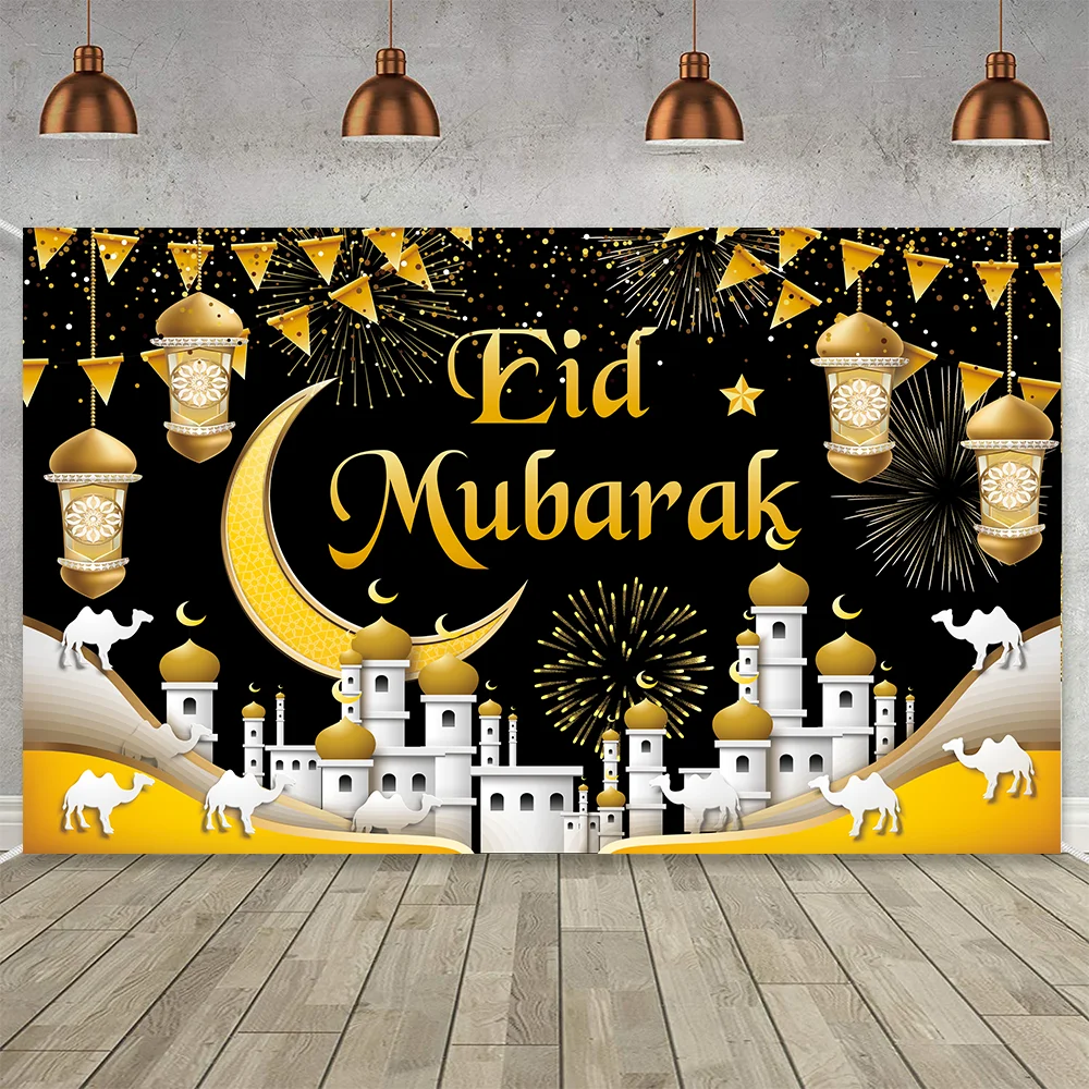 180 x 110 cm Ramadan-Hintergrund, Stoffbanner, Eid Mubarak-Hintergrund, Dekor, 2026 Ramadan-Dekorationen, Eid-Party, Fotografie-Requisitenversorgung – Detail 9
