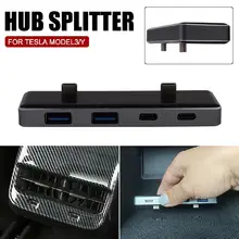 

NEW 5V/3A 4 Ports USB Fast Charging Car Charger For Tesla Model 3 Model Y 2021 Interior USB Power Adapter For All Smart Phones