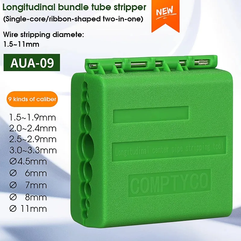 Free shipping COMPTYCO AUA-09 Fiber Optic Ribbon Optic Cable Stripper 1.5-11mm Longitudinal Center Pipe Stripping Tool Tube Sli