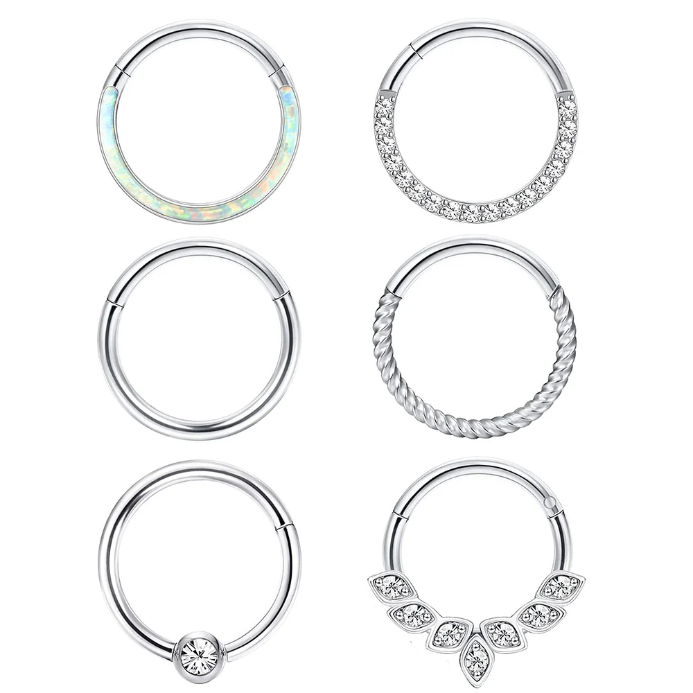 

Drperfect 16G 18G Surgical Steel Nose Ring Hoop for Women Clicker Cartilage Earrings Daith Helix Tragus Septum Piercing Jewelry