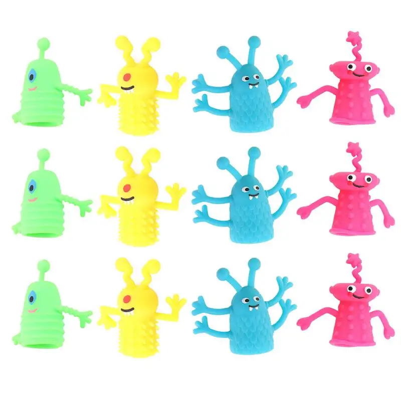 

12Pcs Colourful TPR Plastic Cute Mini Animal Monster Finger Dolls Children Finger Puppet Toys Parents Storytelling Props