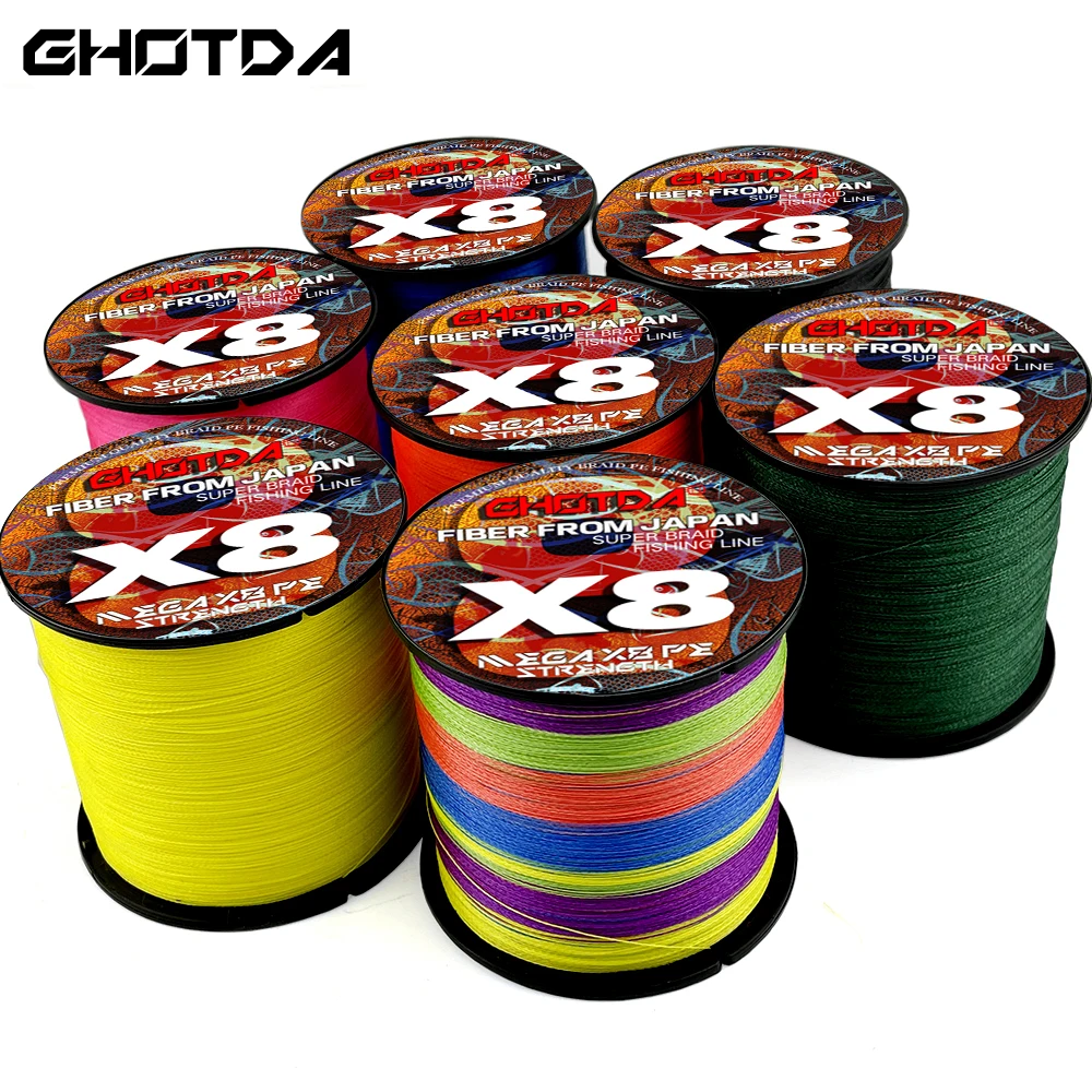 Fishing Line Ghotda Colorful Japanese Braided Fishing Line 0.14-0.5m Multifilament Carp Fishing Line 8 Strands 100m 300m 500m 1000m