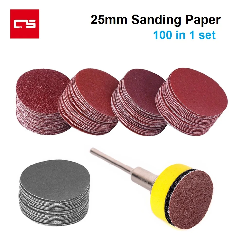 

100pcs 1'' Sanding Paper Abrasive Tools Flocking Polishing Cleaner Sanding Disc with 1/8'' Shank Loop Backer Plate Sanding Pad