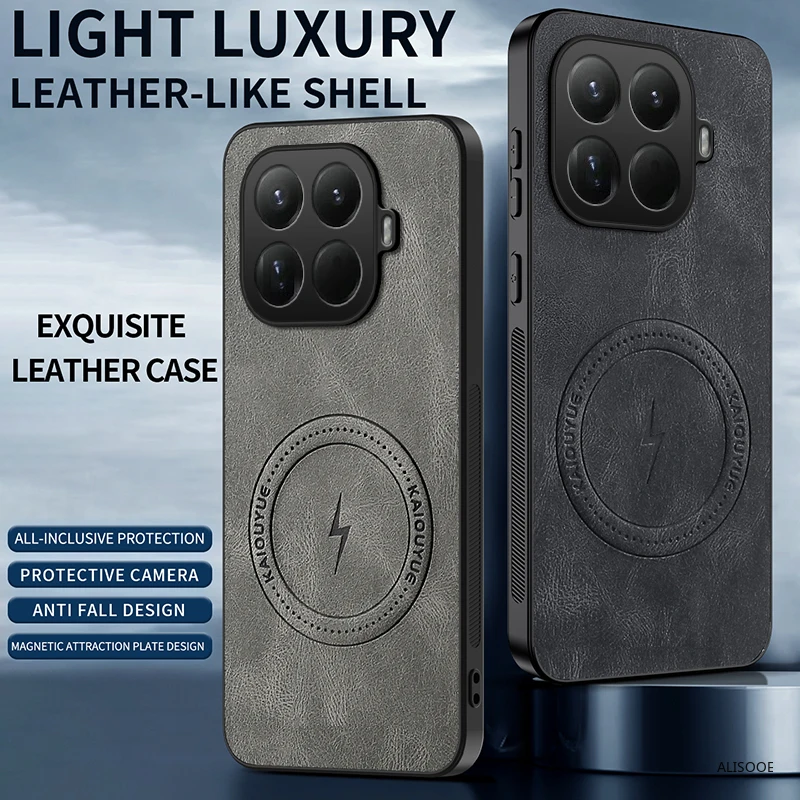 Luxury PU-Leather Shockproof Phone Case with Hard Plastic Protection