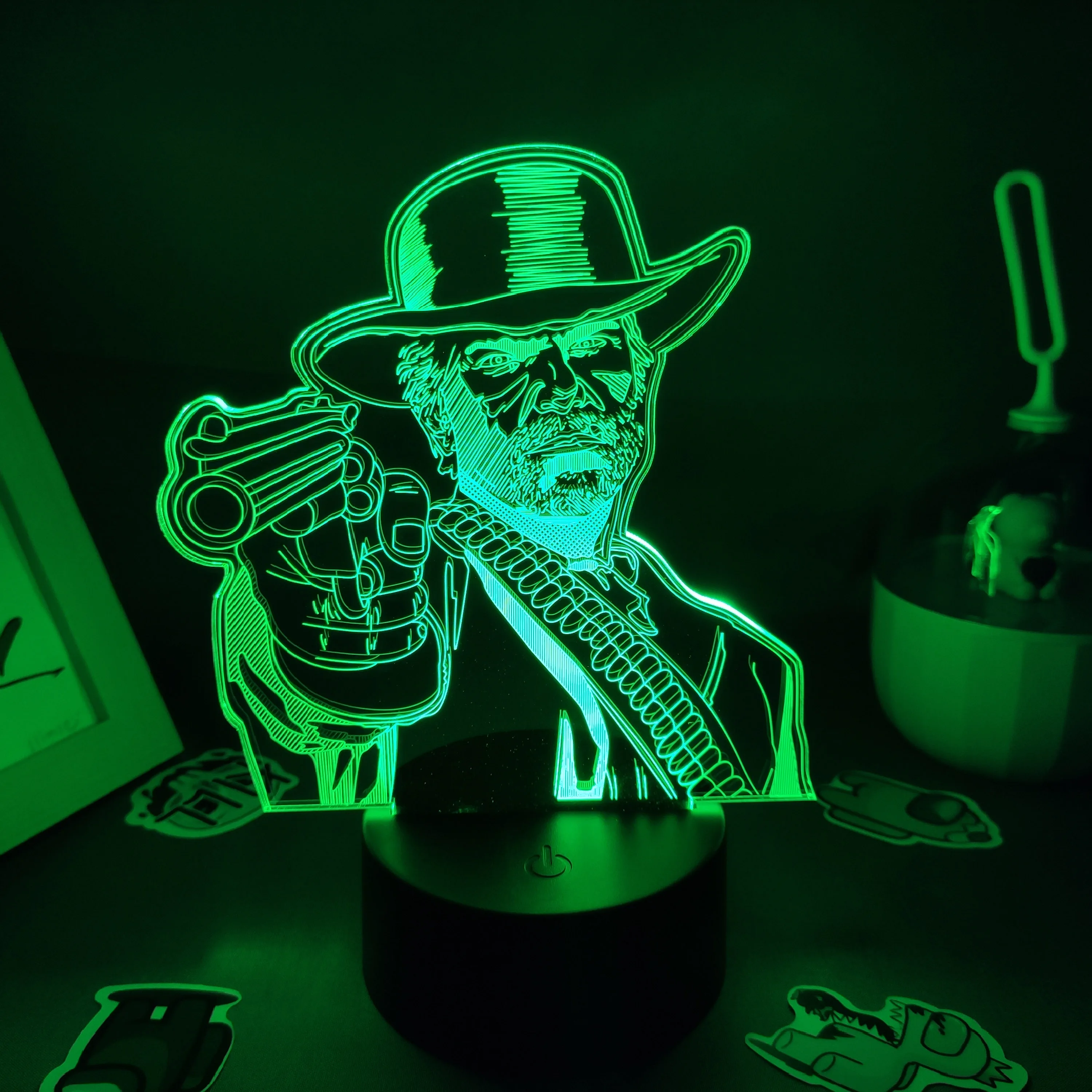 

Red Dead Redemptions 2 Game Figure Arthur Morgan Lamp Led RGB Night Light Cool Gift Friend Gaming Room Table Colorful Decoration