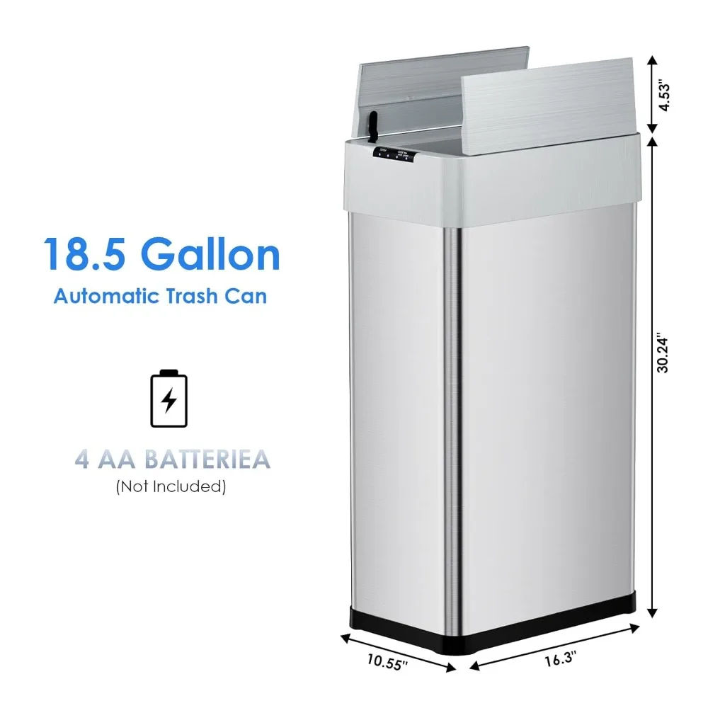 Automatic Trash Can,18.5/21.1 Gallon Touchless Motion Sensor Trash Bin, Smart Garbage Can with Soft-Close Lid, Bag Retainer Ring 2