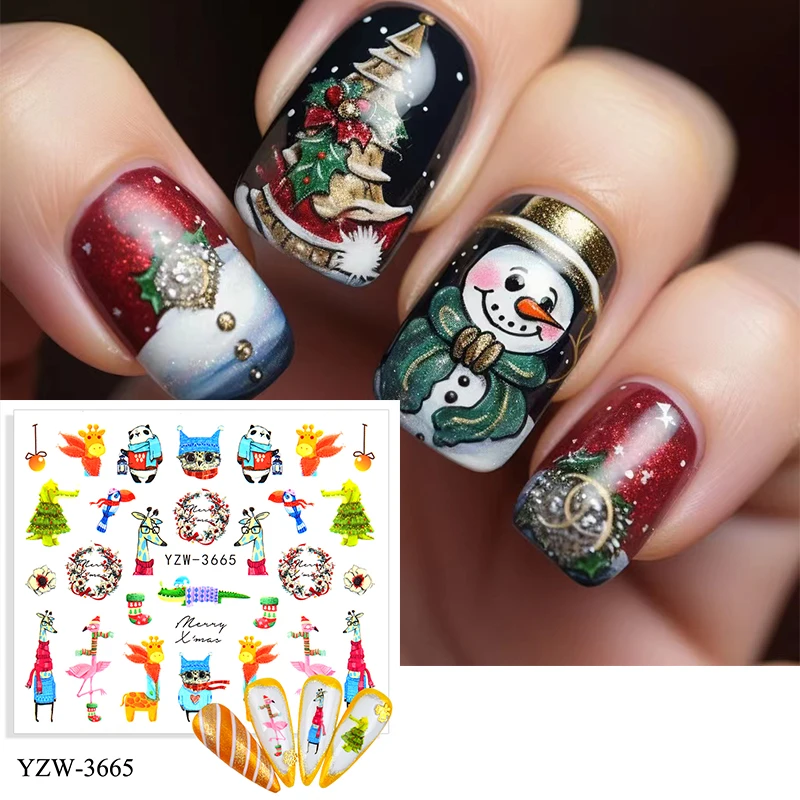 

Снежинка для ногтей наклейки Рождественские дизайны клейкие Слайдеры для пленка для ногтей наклейки украшения для маникюра