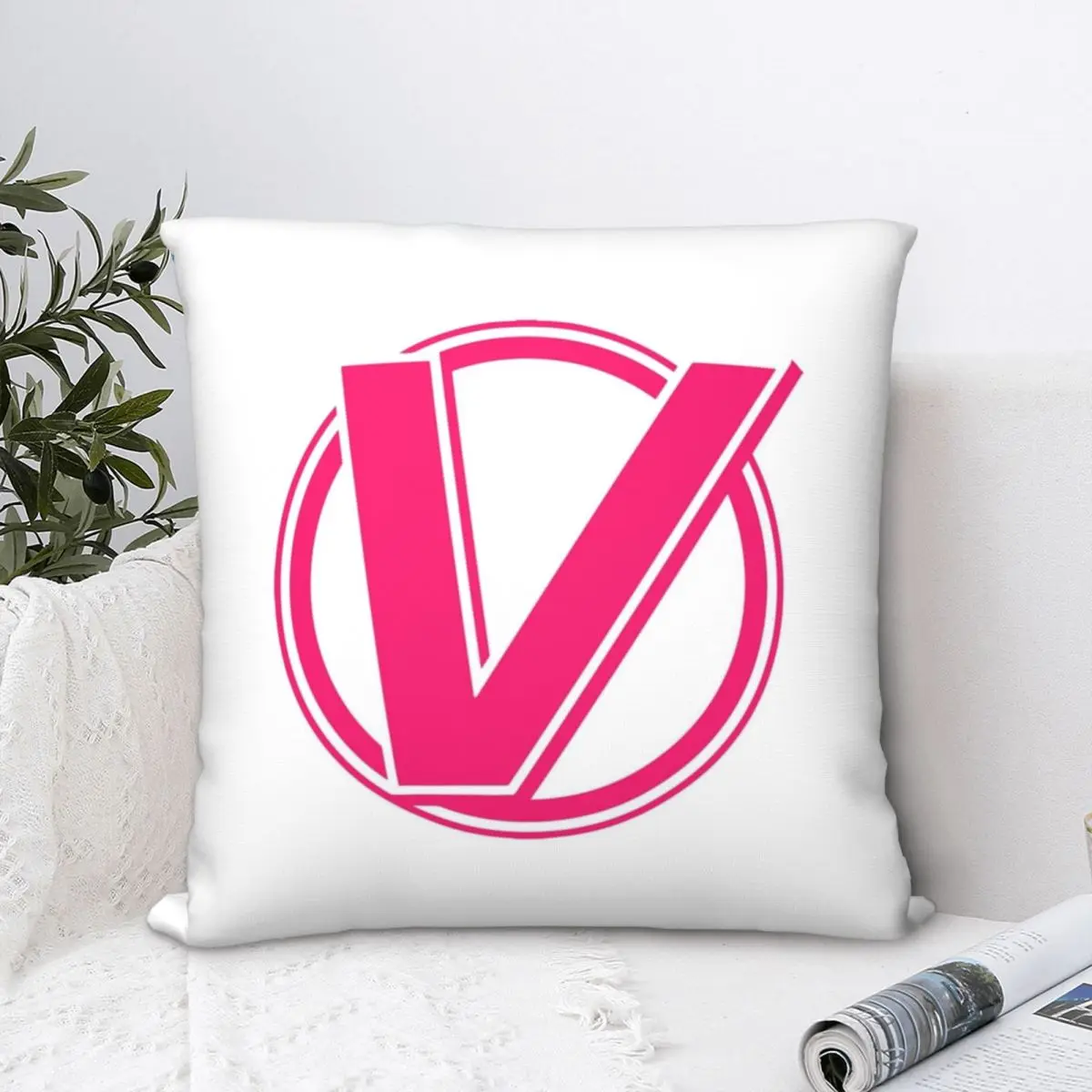 

The Big V Logo Square Pillowcase Polyester Pillow Cover Velvet Cushion Decor Comfort Throw Pillow For Home Sofa