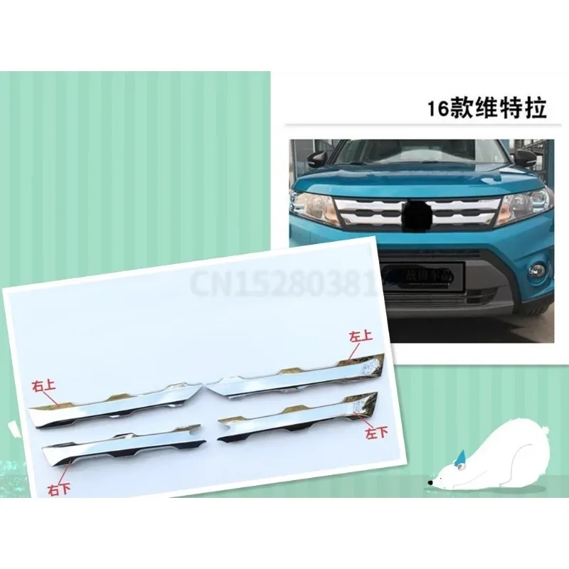 

For Suzuki Vitara 2015 2016 ABS Chrome Trim Chromium Styling Car Front Grill Grid Covers Exterior Decoration Auto Accessories