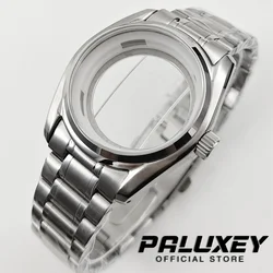 Premium 39.5mm Silver Sapphire Crystal Watch Case with Dial Fit Enhancement (Case Strap set)