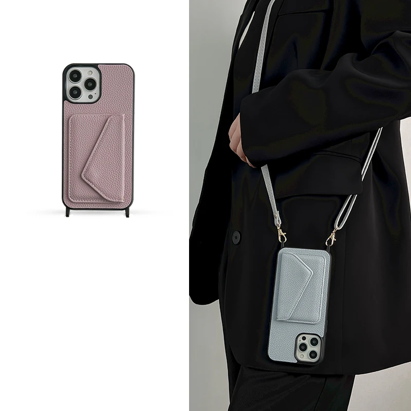 

Trendy Crossbody shoulder Strap Lanyard Flip Wallet leather Case for iPhone 13 11 12pro 15 14 14pro max card pocket Women Bag