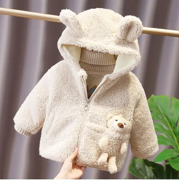 Manteau Hiver Enfant à Capuche Oreilles D'Ours – Polaire Doublé Épais – Pour Garçons Et Filles 6 Mois à 7 Ans – Coupe-Vent Chaud