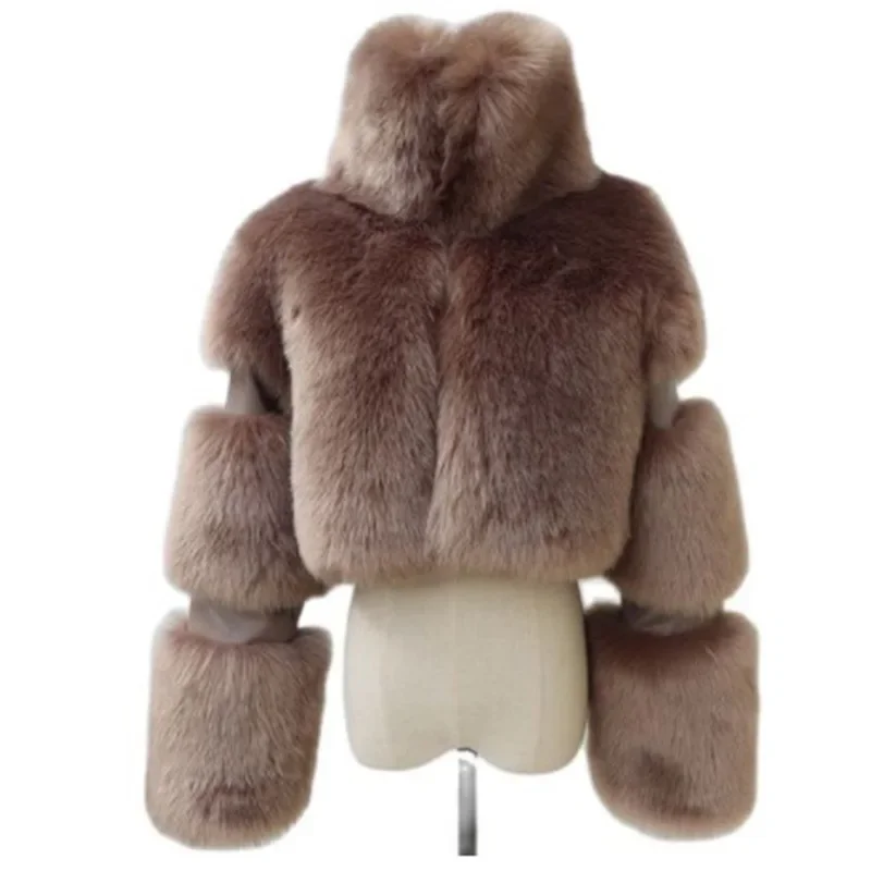 Winter New Women's Short Faux Fur Coat Flip Collar Warm Women's Fashion Artificial Fox