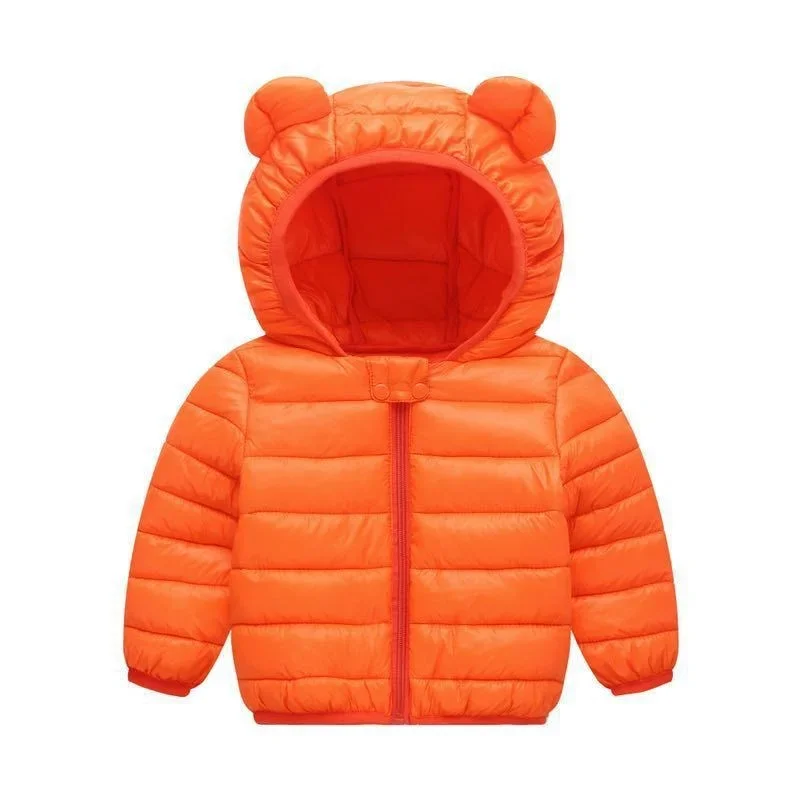 Children Padded Outerwear New Kids Warm Down Coat Boys Girls Solid Jacket Lightweight Overcoat Toddler Hooded Cotton Clothes