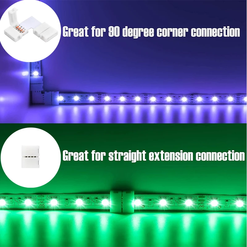 1Pc 4-Pin LED Connectors 10mm Wide Right Angle Corner Connectors ...