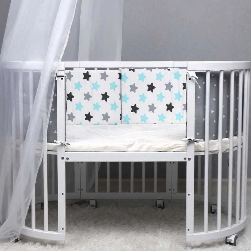 120/130*30cm One Piece Baby Cot Bumper Baby Head Protector Baby Bed Protection Bumper Printed Cotton Baby Bumpers In The Cribs