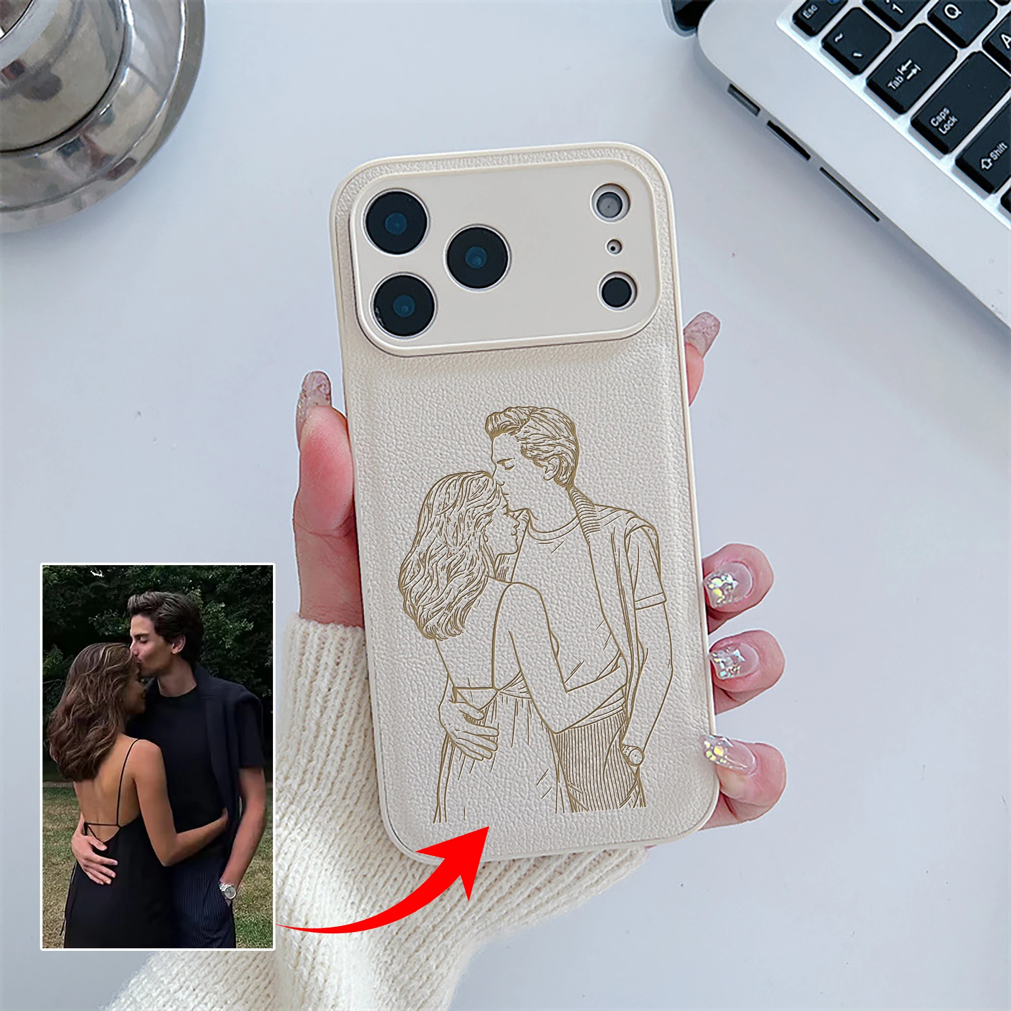 Custom Couple Family Pet Friend Personal Photo Conversion Lines Laser thumbnail 2
