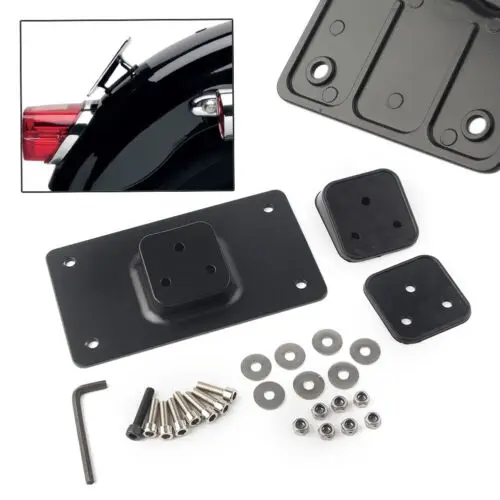 

3 Hole Black Lay Down License Plate Mounting Bracket Kit for Harley Sportster