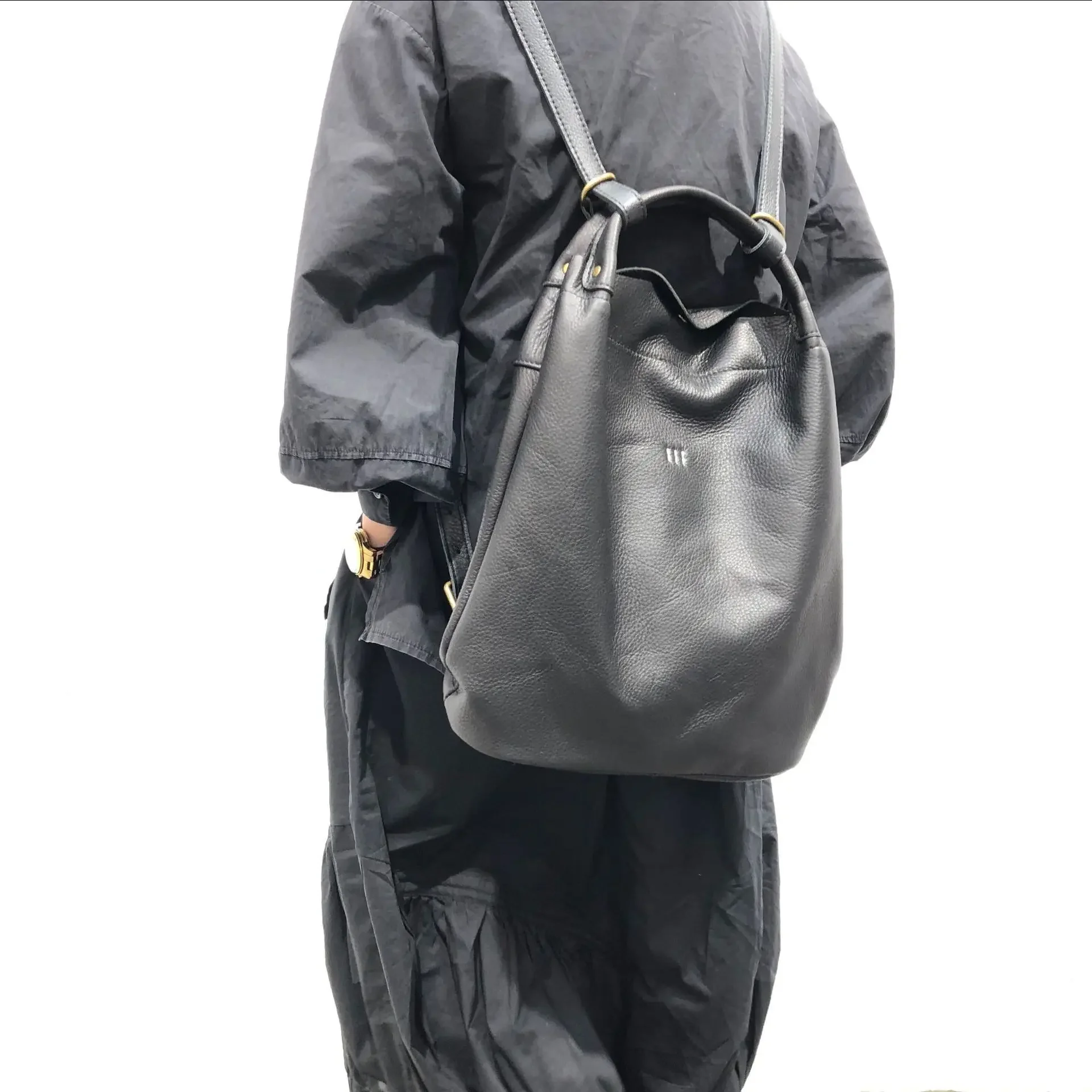 Genuine leather handmade top layer cowhide backpack backpack for women's style handbag 2