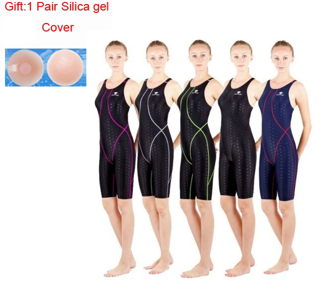

HXBY Professional Competition Swimsuit Women One Piece Swimwear Training Racing Sharkskin Knee Swimwear Girls Bating Suits