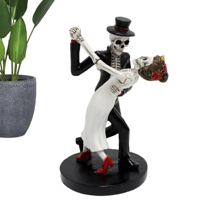 

Wedding Tango Dance Skeleton Figurine Skull Couple Statue Mini Resin Collections For Home Office Bar Decors Christmas Halloween