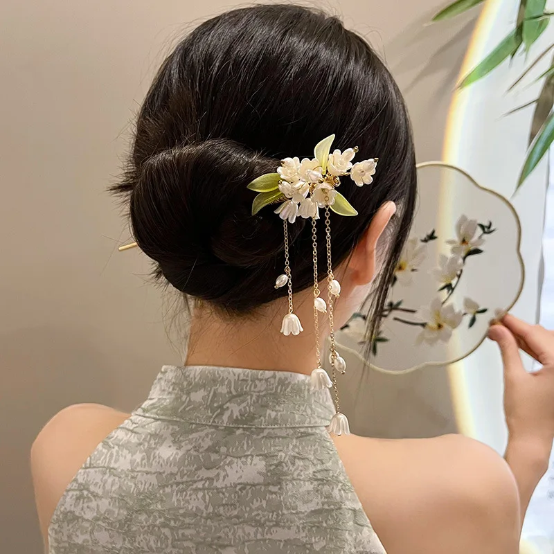 Chinese Traditional Flower Hair Sticks Vintage Wooden Hairpin Handmade Chinese Hair Stick Chopsticks Flower hair stick