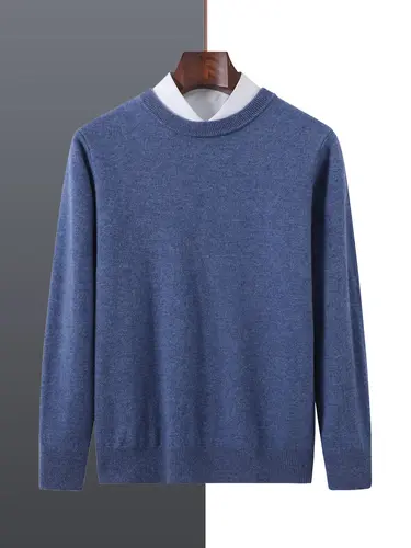 Basic 100% Merino Wool Men's Sweater Autumn Winter Male Knitted Pullover Long Sleeve Clothing Tops Cashmere Blouse O-Neck Fleece - Image 12