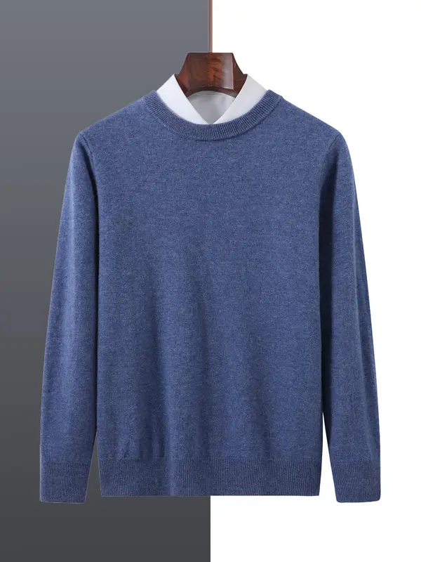 Basic 100% Merino Wool Men's Sweater Autumn Winter Male Knitted Pullover Long Sleeve Clothing Tops Cashmere Blouse O-Neck Fleece - Image 12