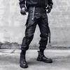 Techwear Functional Cargo Pants Men Fashion Tactical Ribbons Design Trousers 2025 Spring Hip Hop Streetwear Pants Black 4