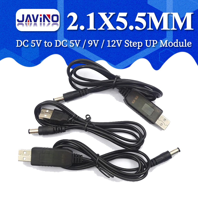 USB Power Boost Line DC 5V to DC 9V / 12V Step UP Module USB Converter Adapter Cable 2.1X5.5MM Plug