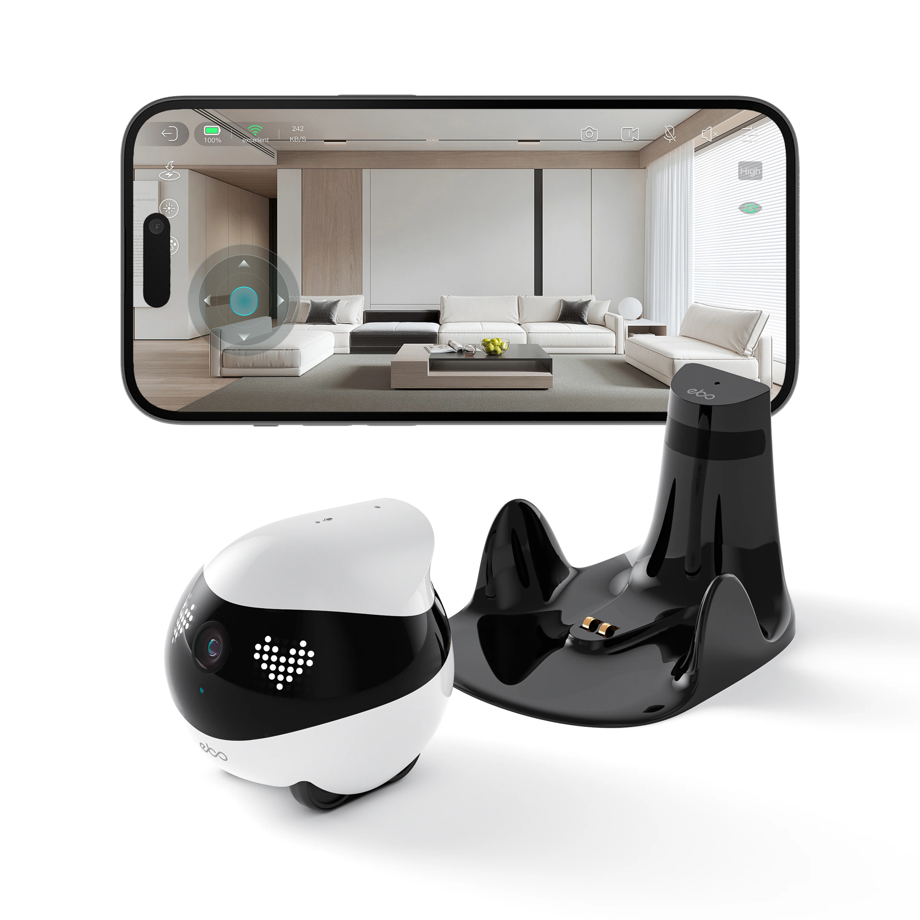 Enabot EBO AIR 2 companion robot 2K resolution home security pet camera night vision wireless APP remote control for dog cat baby smart video camera