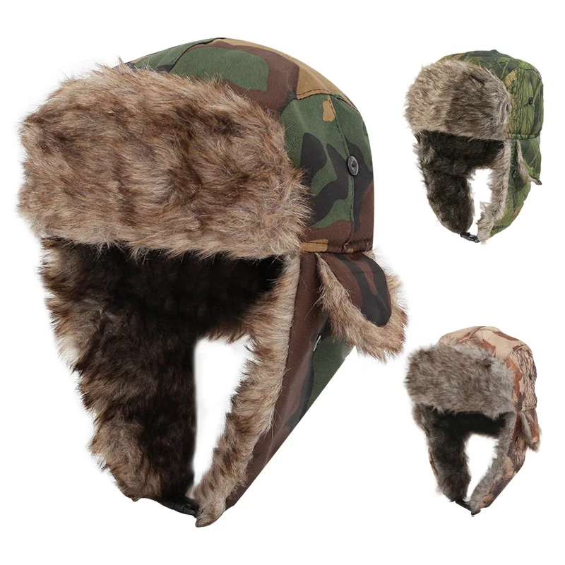 

Camouflage Lei Feng Hats Trapper Aviator Trooper Ear Protection Ushanka Hat Winter Warmer Skiing Caps Earflap Bomber Hat
