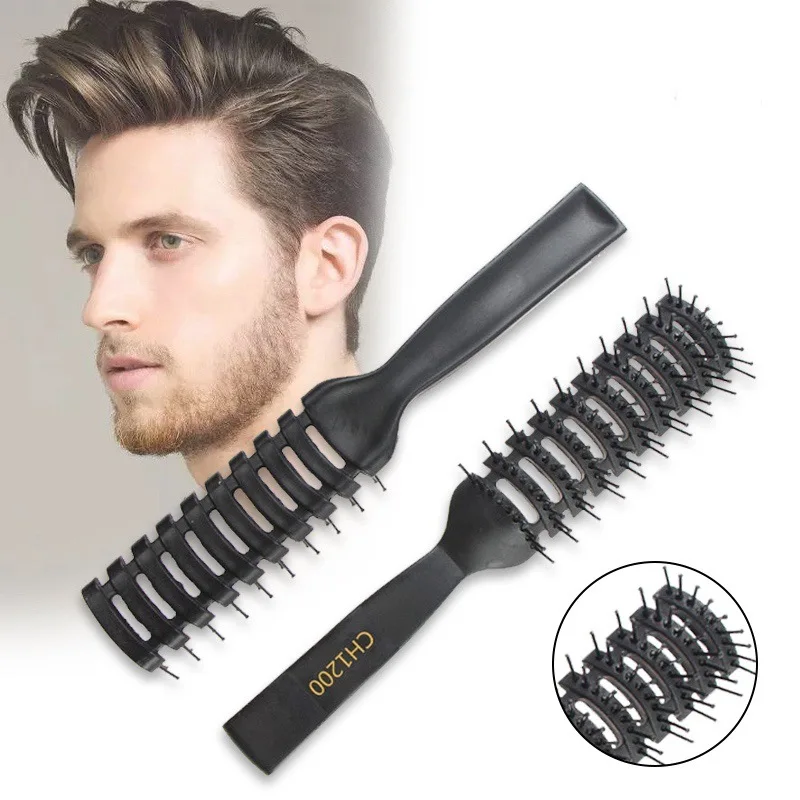 1pc Ribbed Comb For Men Boy Fluffy Hair Brush Salon Hairdressing Comb