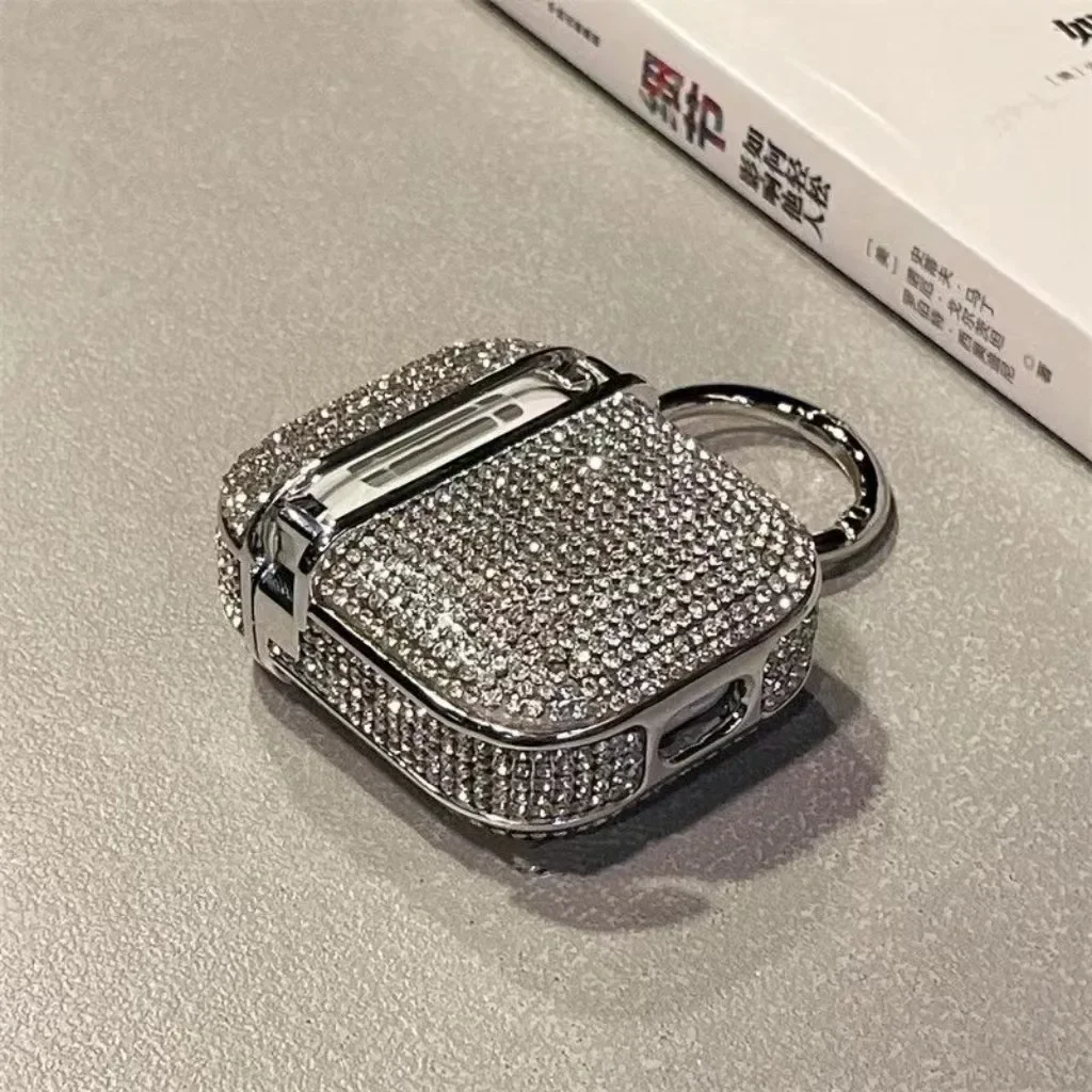 Sparkling Rhinestone Bling Hard Plastic Earphone Case with Hook - Elegant Gift