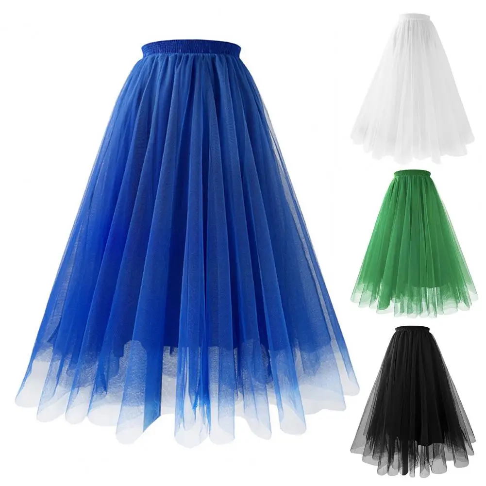 

Tulle Skirt Elegant Women's Mesh Gauze Pleated A-line Skirt High Waist Maxi Tulle Prom Clothes for Summer Parties Events Women