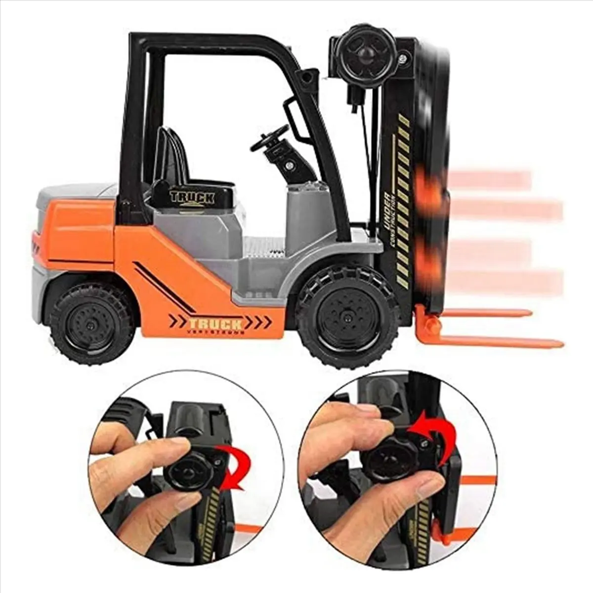 탑 2X 1:22 스케일 관성 지게차 마찰식 포크리프트 팔레트 화물 창고 트럭 차량 모델 장난감 지게차 (어린이용)