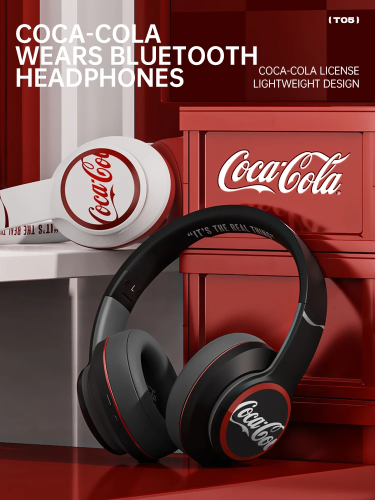 Coca-Cola Headphones Wireless Earphone Bluetooth 5.3 Headset HiFI