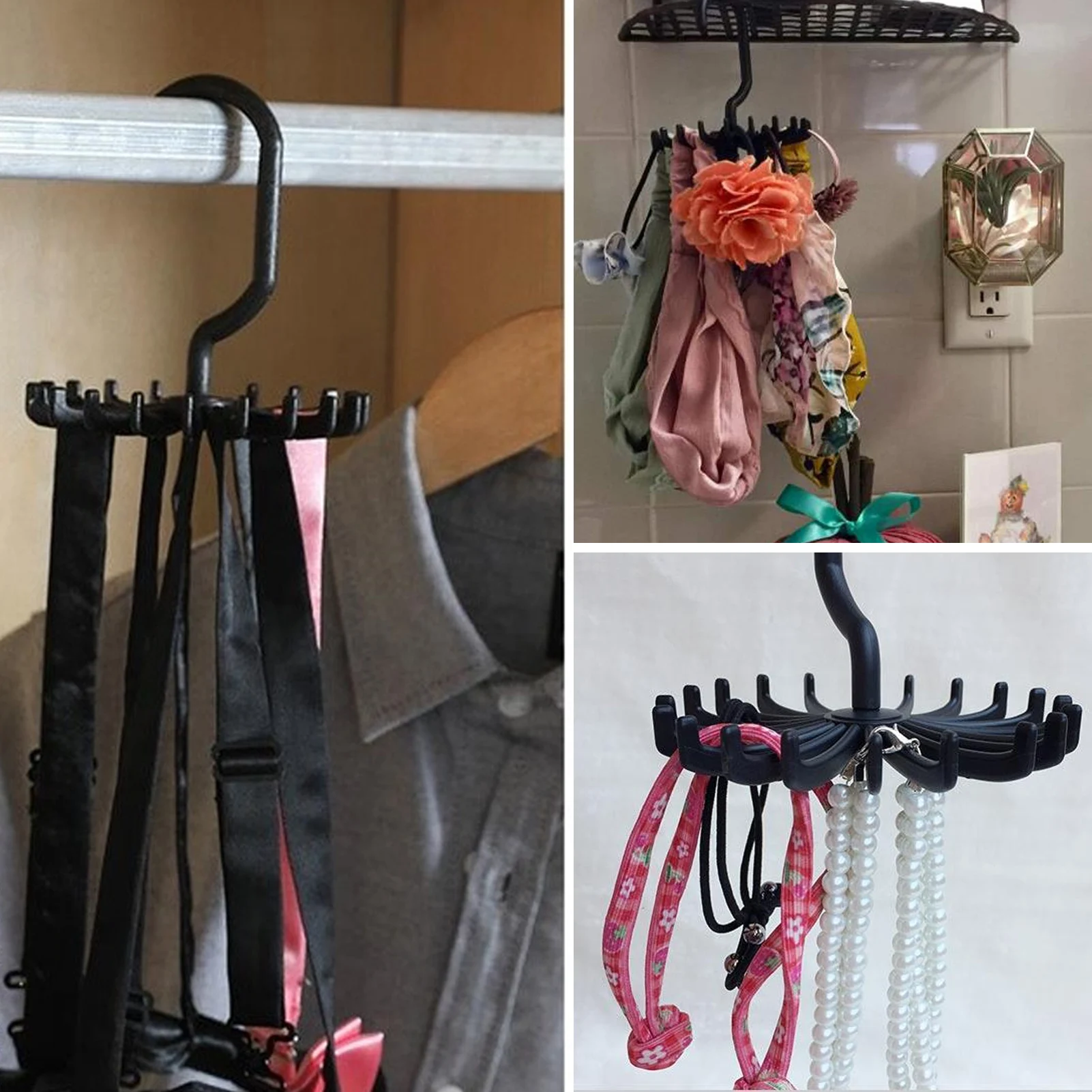 Rotating Tie Rack Twirl Scarf Hanger Holder 360 Rotating Belt Scarf Hanger Hook for Cupboard Storage Ties Belts Holder Hooks #W0
