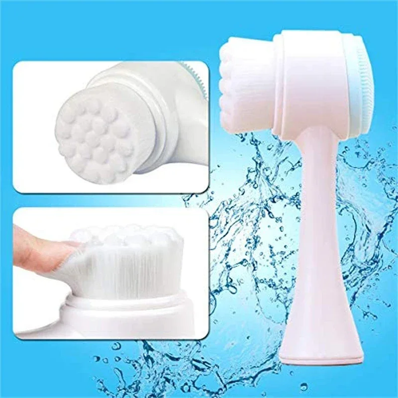 Facial cleansing brush double-sided blackhead removal product pore cleaner exfoliator face scrub