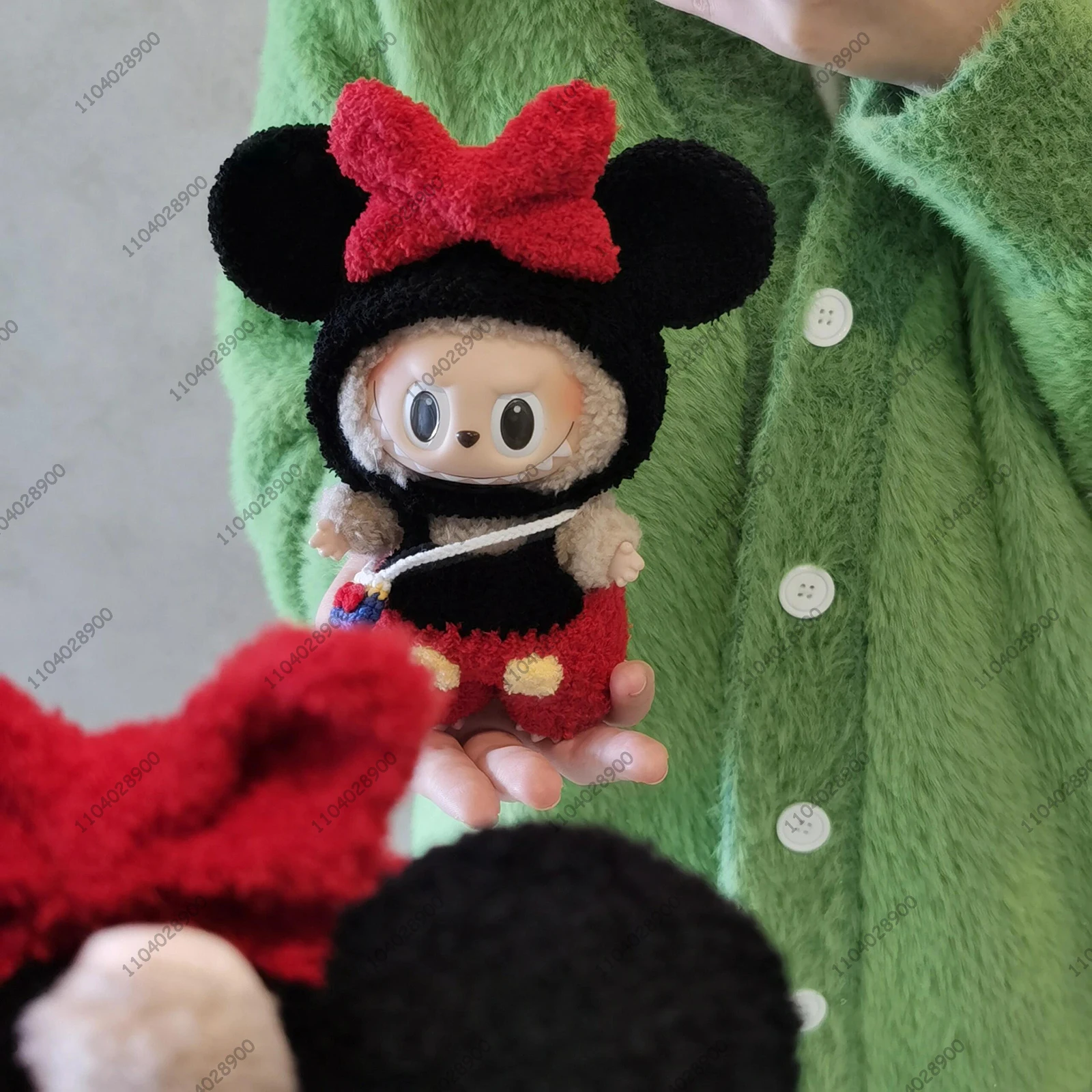 Labubu The Monsters Disney Mickey Mouse Costume Doll Clothes 1:1 Replica Vinyl Face Doll Action Figure Bag Charm Pendant Gift