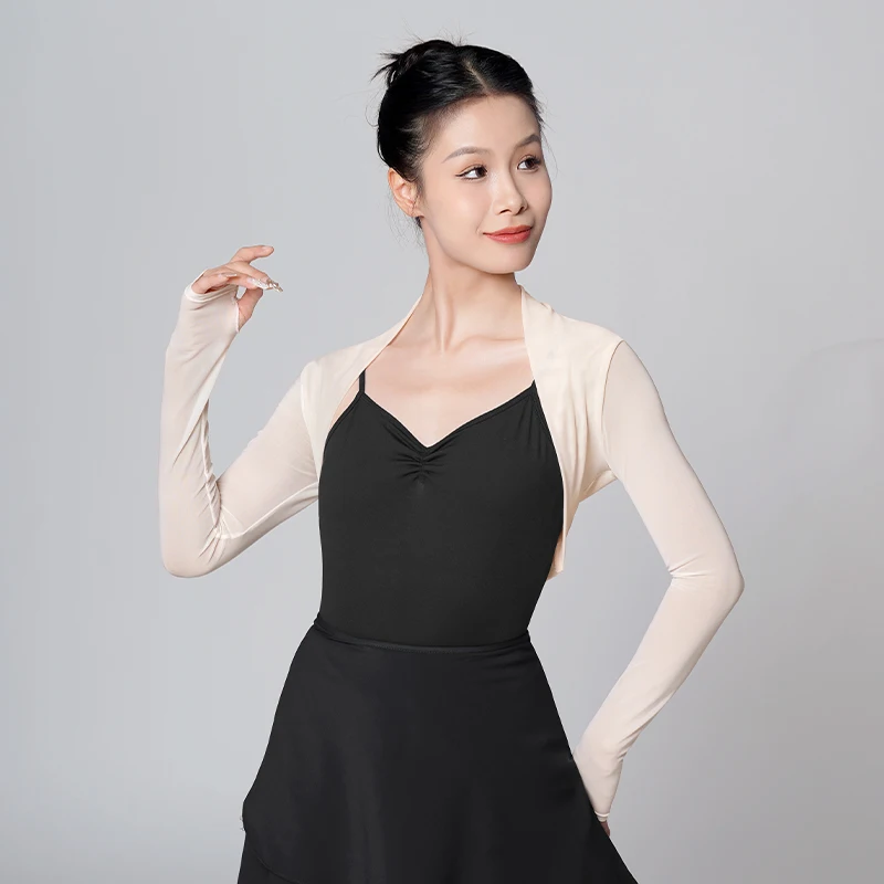 Girls Women Dance Tops Long Sleeve Open Front Bolero Crop